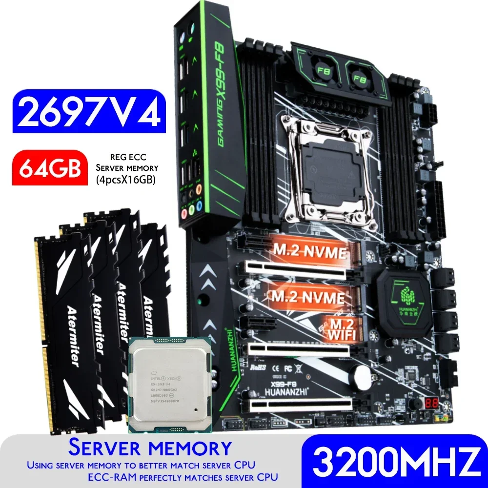 64Gb Ddr4 Ecc Reg 3200Mhz - HUANANZHI X99 F8 X99 Moederbord Met